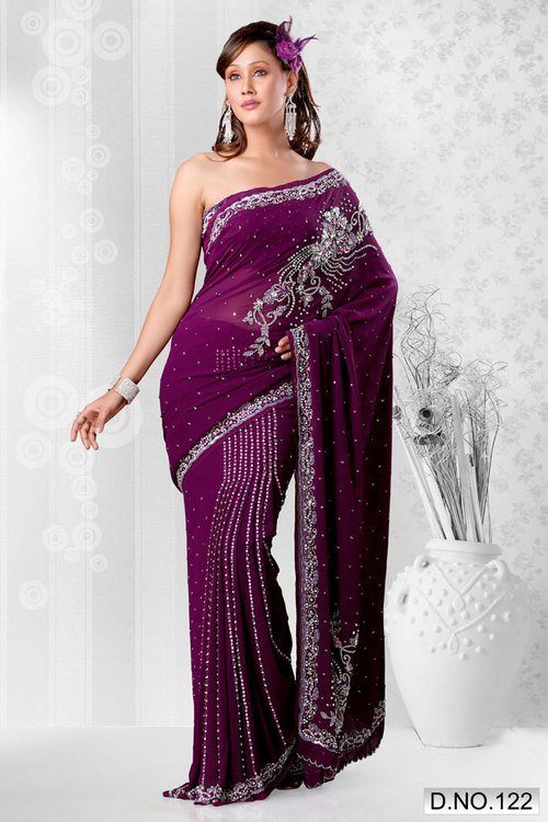 Passionate Purple Georgette Saree