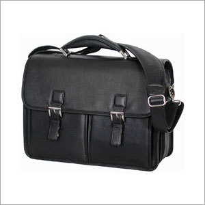 Double Buckle Leather Briefcase