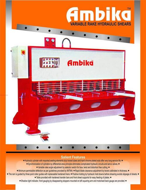 Hydraulic Shearing Machine Variable Rake Angle