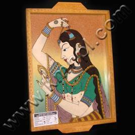 Gems Stone Modern Art - Wood, 12x16 Inches, Brown | Handcrafted Gemstone Inlay, Elegant Intricate Artwork