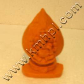 Polyresin Ganesha - 4x2x2 inches | Orange Matte Finish, Durable Material, Elegant Design, Intricate Detailing, Collectible Item