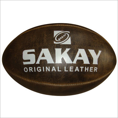 Retro Ball - Original Leather Size 5 Brown, Embossed Logo Engraved Durable Leather Rugby Ball ASTM F316