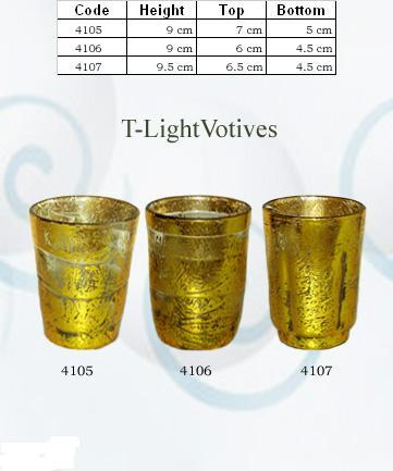 Antique Silver Glass Candle Votive