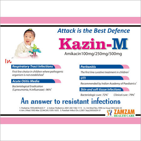 Kazin-m - Amikacin 100mg/210mg/300mg Tablets, Bulk Packaging, Gmp Compliant, Room Temperature Storage