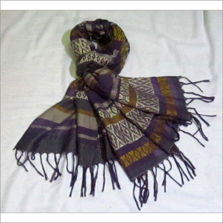 Purple & White & Golden Wool Printed Fancy Shawls