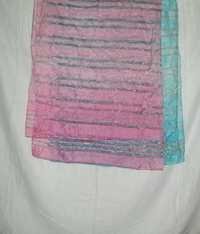 Fancy Viscose Stoles - 50 X 180 Cm, Pink And Blue With Fringes | Machine Made, Plain Pattern For Women