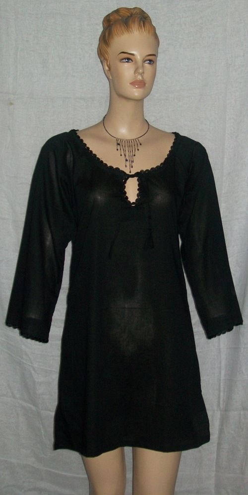 Black Embroidered Chiffon Kurtis