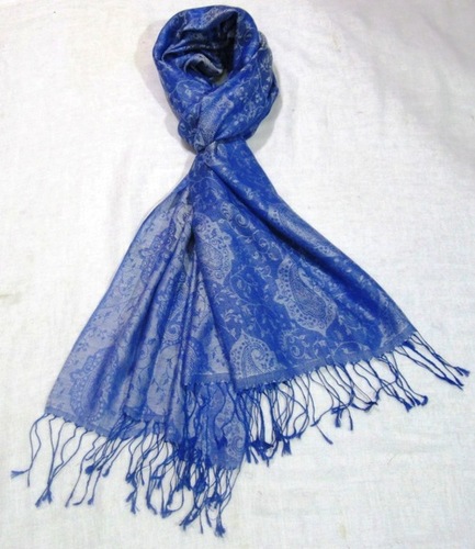 Blue Fancy Cotton Printed Shawl