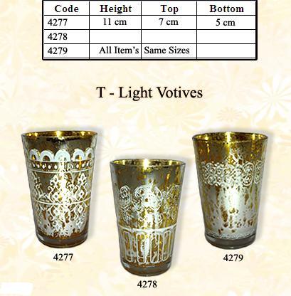 Antique Silver Glass Candle  Votives