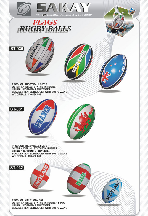 Rugby Flag Balls - Cotton & Latex Miniature Set of 10 Hand-Stitched Customizable Lightweight Durable