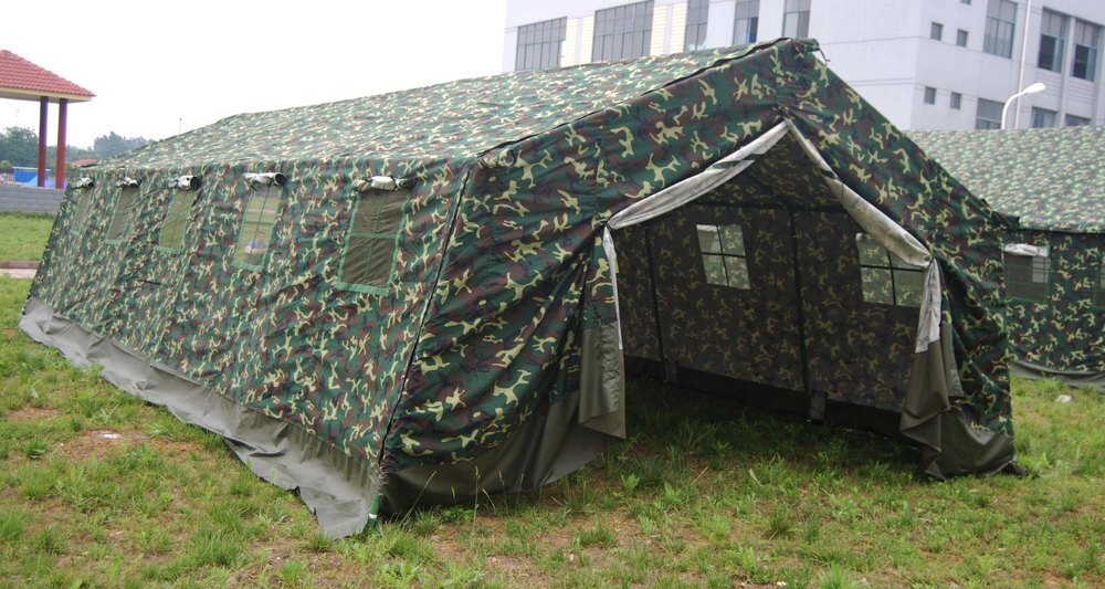 Camouflaged Army Tent