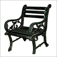 Garden Chair In Aluminium Cast Iron Wood - Cast Iron & Wood, 40x50x80 cm, Black | Outdoor Seating, Weather Resistant, Comfortable, Powder Coated Finish