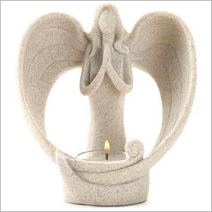 Sandstone Handicrafts - Sandstone 10x8x5 cm Off-White Matte Hand-Carved Tea Light Candle Holder Elegant Durable Design