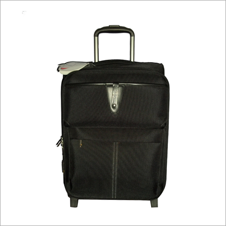 Travelling Bag - Polyester 22x14x9 Inches Black and Blue, Zipper Closure, 4 Spinner Wheels, Multiple Pockets, Telescopic Handle