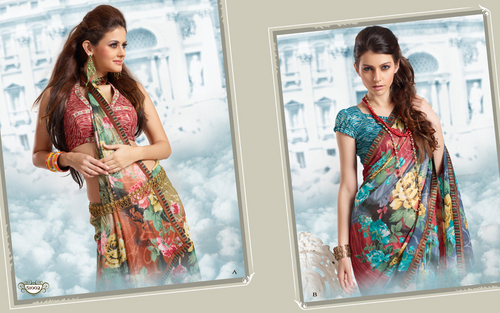 Beautiful Designer Retro Print Saree For Casual We