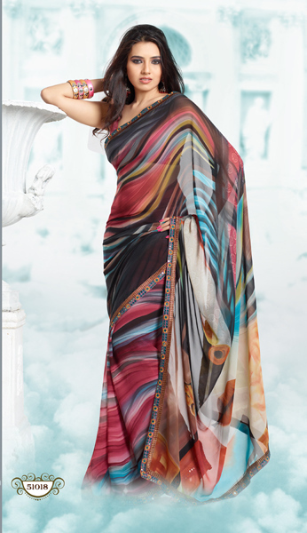 Beautiful Designer Retro Print Saree For Casual Wear
