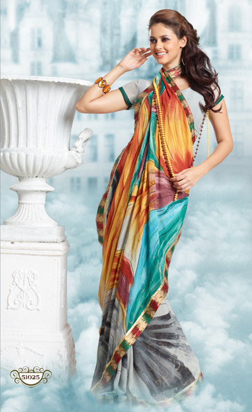 Beautiful Designer Retro Print Saree For Casual Wear