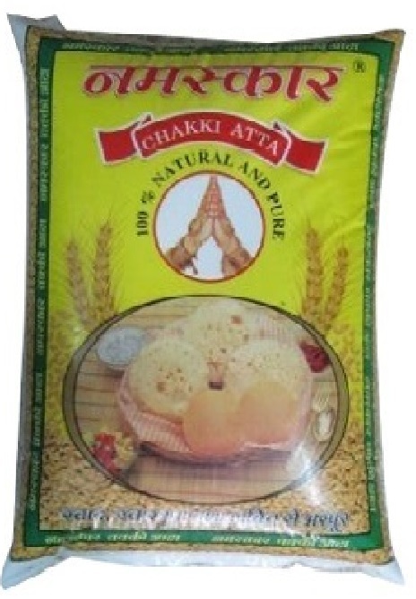 Wheat Atta Packing Bags - Poly Polyester, 5-10 kg Size, 508-762 mm Length, 304.8-381 mm Width, Yellow Color - Stand Up Pouch Design, Single String Style