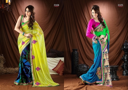 Beautiful Designer Embroidered Full net Sarees