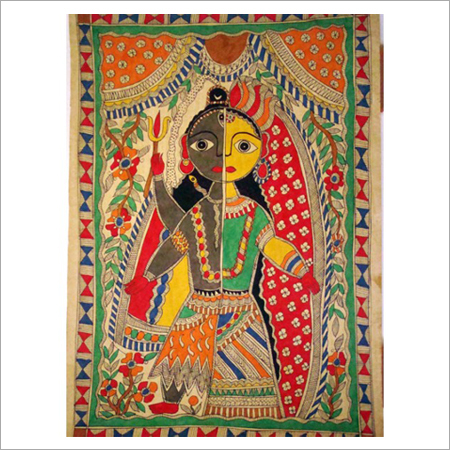 Shiva Parvati - Fabric, 10x12 Inches, Multicolor | Hand Painted, Intricate Details, Traditional Art