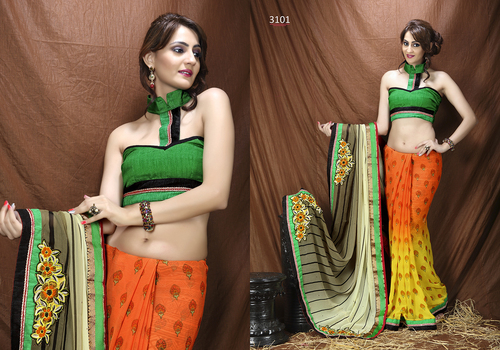 Beautiful Designer Embroidered Viscose Sarees