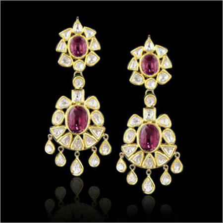 Radiant Tourmaline And Uncut Diamond Earrings