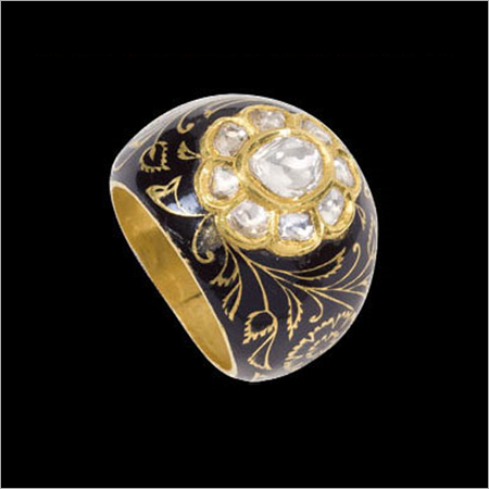 Regal Black Meenakari Ring