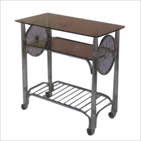Char Minar - Metal And Tempered Glass, 36x18x24 Inches, Silver | Durable Material, Easy Assembly, Smooth Rolling, Ample Storage