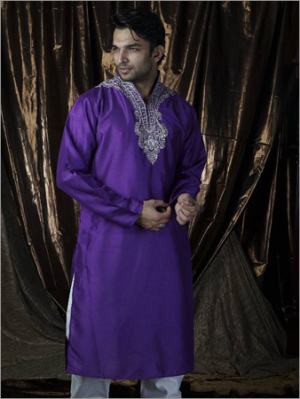 Embroidered Silk Kurta Pyjama