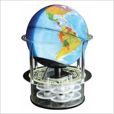 Time Zone Globe - Plastic 12" Diameter Blue | Rotating Illuminated Educational Display with AC Adaptor