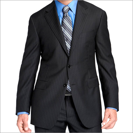 Black Shadow Stripe Wool Suit