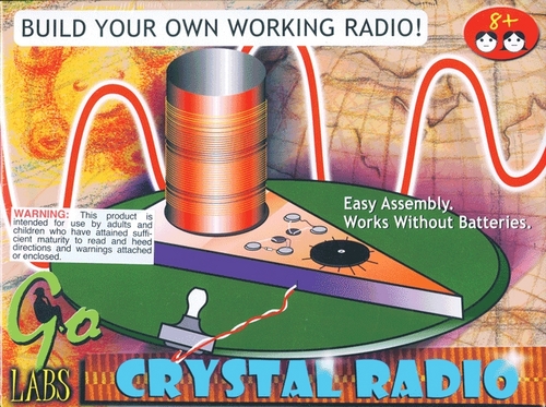 Crystal Radio - Cardboard 15x10 cm, 20 cm Antenna | Easy Build, No Batteries, Educational, Retro AM Radio Kit