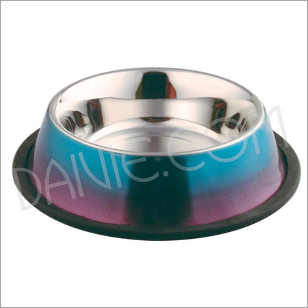 Anti Skid Dog Bowl With 2 Color Finish