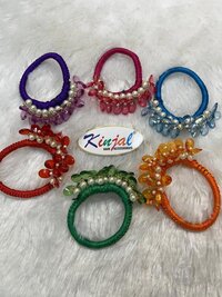 Knitted & Beaded Fancy Hair Ruffles - Design: Premium Handcrafted Design