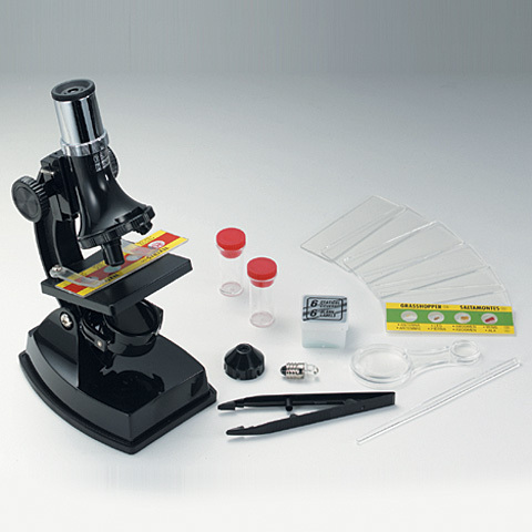 100x ⢠300x ⢠600x Microscope Set w/ Light and Projector - Plastic/Metal, 20cm, LED Light, Compound Lens, Educational Kit