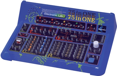 75-IN-ONE Electronic Project Lab - Blue, Battery Powered , 500+ Projects, Spring and Breadboard Assembly, Educational Kit