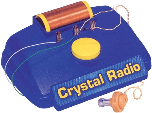 Electronic Crystal Radio Kit - Plastic 6x4x2 Inches, Blue | Solderless, Educational, AM Radio Reception, Includes Earphone