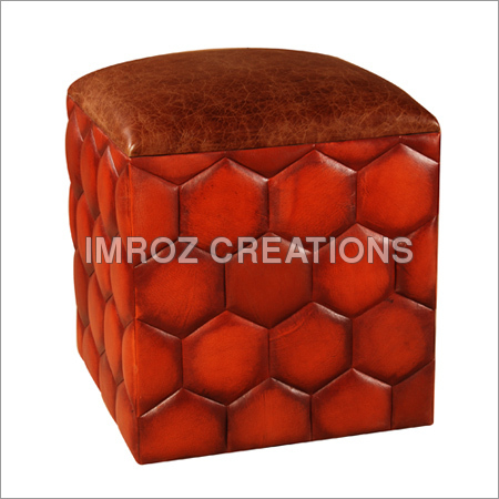Leather Pouf Stool
