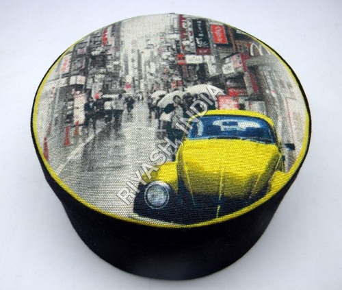 Vintage Jewellery Box - Cardboard, 8x4 Inches, Black | Lid Closure, Secure Storage, Stylish Design, Vintage Car Art Print