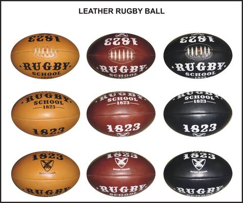 Rugby Balls - Genuine Leather, Standard Size, Brown | Hand-Stitched, Custom Printing, Handcrafted, Durable