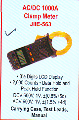 Clamp Meter - 1000A, 600V, 2000 Counts | LCD Display, ±(0.8%+5d) Accuracy, Data Hold, AC/DC Measurement