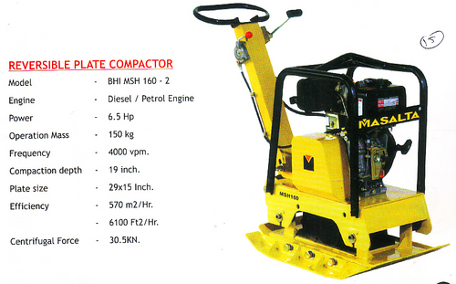 Reversible Plate Compactor - 70x50x90 cm, 17 kN Force | Dual Stroke Engine, Reversible Operation, Efficient Soil and Asphalt Compaction