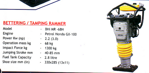 BETTERING / TAMPING RAMMER - 40x60 cm, Yellow, 2.1 kW Power | Soil Compaction, Easy Handling, Durable Design