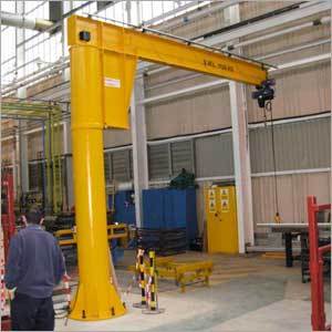 Industrial Jib Crane - Steel 1-10 Tons Capacity 3-12 Meters Boom Length Yellow | Robust Corrosion Free Weather Resistant 360-Degree Rotation Limit Switches Overload Protection Easy Operation Durable Performance
