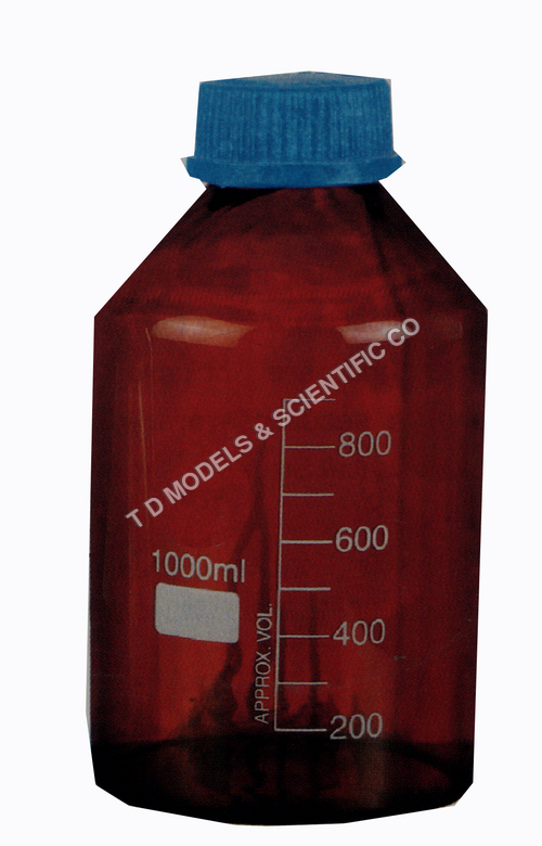 Bottle, Reagent - Glass 1000ml Amber, Screw Cap, Graduated Markings, Leakproof Seal