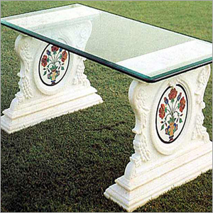 Marble Table - Marble & Glass, Multi-Size, Off-White | Elegant Floral Design, Polished Finish, Durable, Smooth Texture