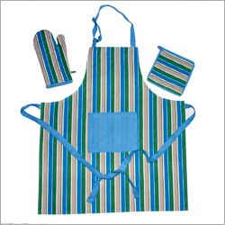 Apron - Cotton 24x30 Inches Blue | Double Stitched Durable Heat Resistant Multiple Pockets Includes Oven Mitt