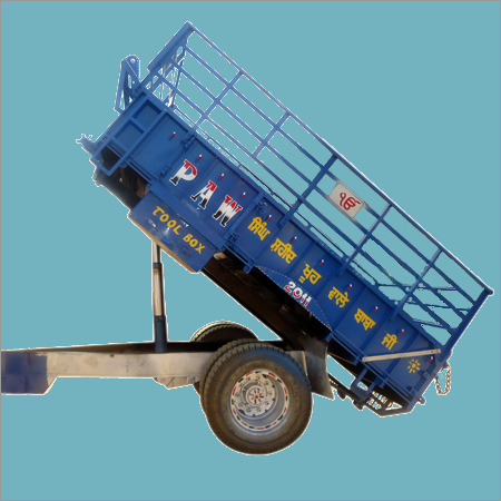 Two Wheel Tractor Trolley - Mild Steel, 10ft x 4ft, Blue | Heavy Duty, Non-Tipping, 1 Ton Capacity, Hydraulic Brakes, Easy Maneuverability