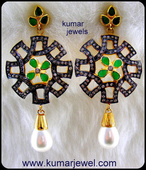 Long oxidized earring