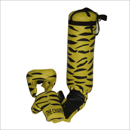 Boxing Kit - PU Leather, Variable Size, Yellow | Complete Kit, Durable Design, Fitness Training, Punching Practice, Tiger Design